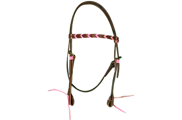 Oiled Hot Pink Laced Brow Band Headstall